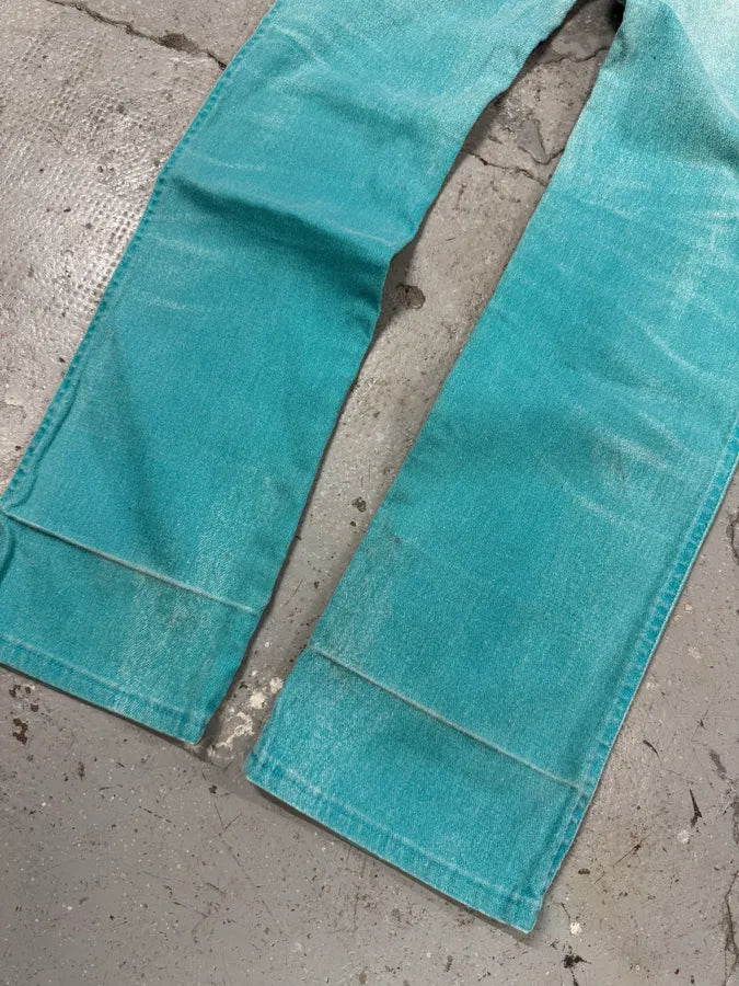 2000s Cavalli Overprint Faded Ocean Blue Pants (S) anaBleH 8