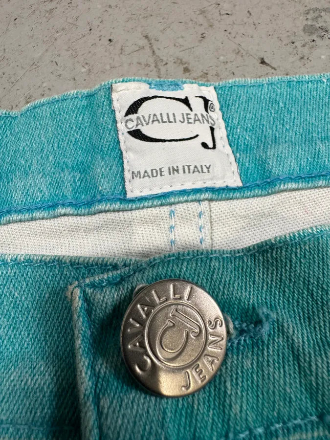 2000s Cavalli Overprint Faded Ocean Blue Pants (S) anaBleH 9