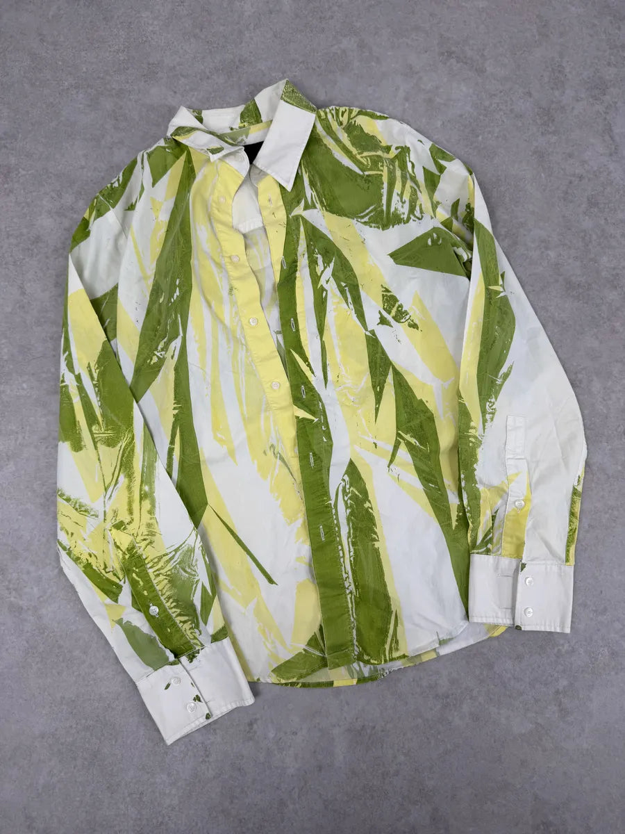 2000s Cavalli Overprint Green White Shirt dQpwZvt 3