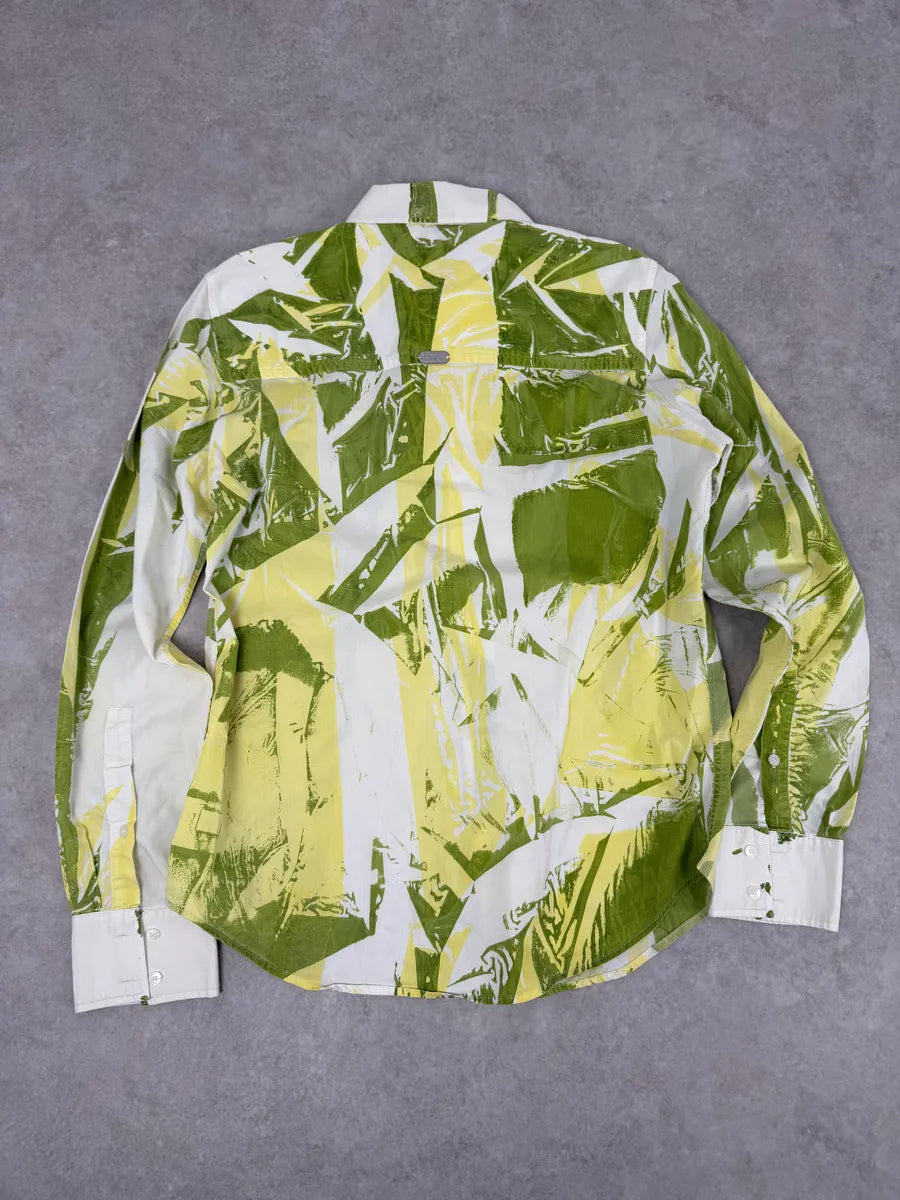2000s Cavalli Overprint Green White Shirt dQpwZvt 4