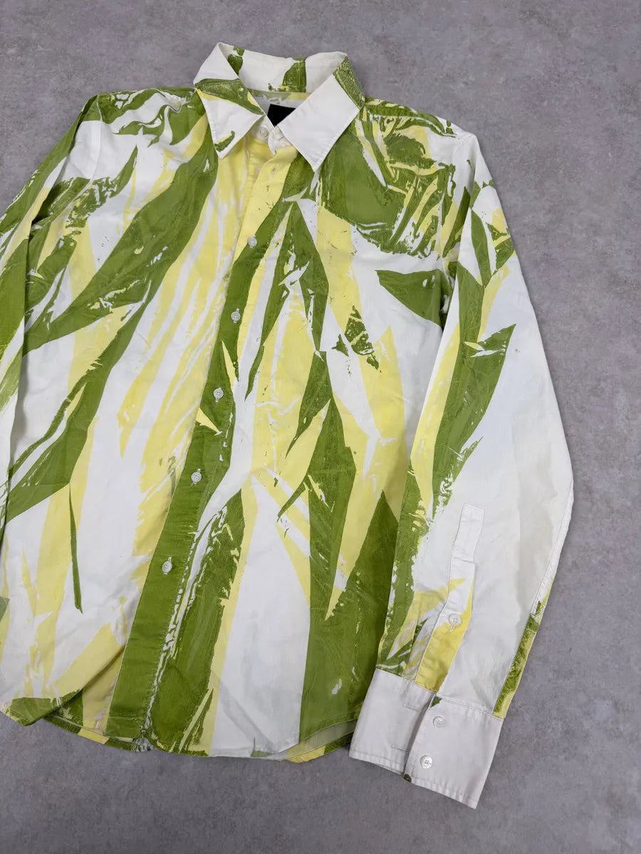 2000s Cavalli Overprint Green White Shirt dQpwZvt 5