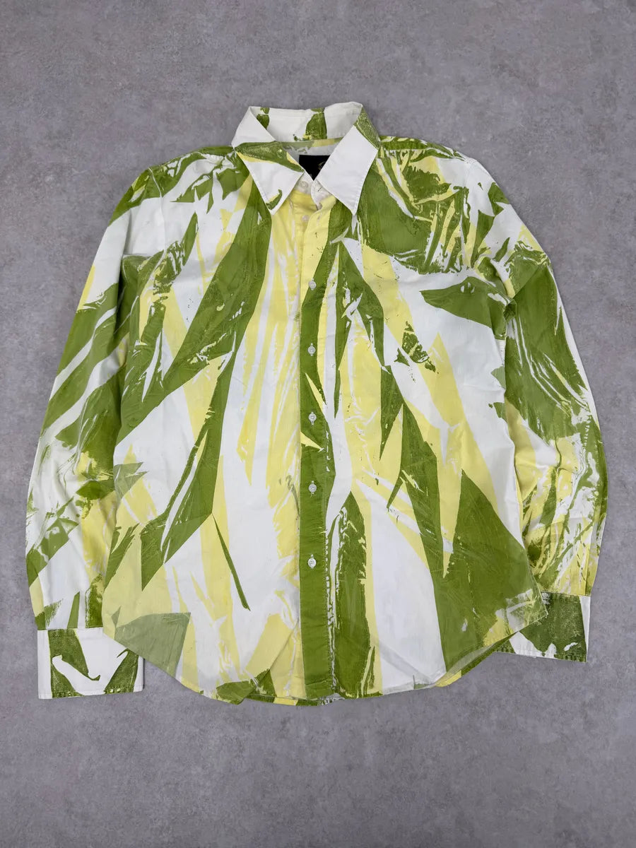2000s Cavalli Overprint Green White Shirt dQpwZvt 7