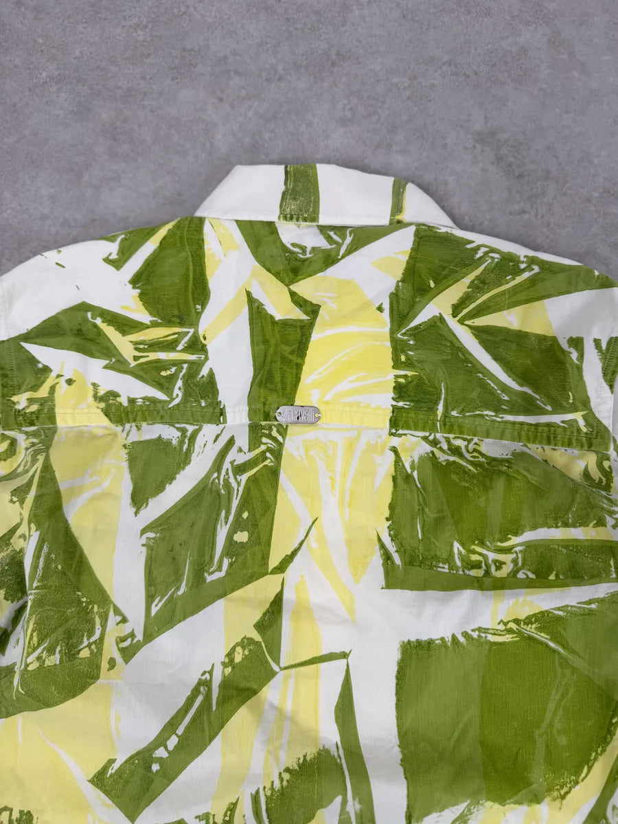 2000s Cavalli Overprint Green White Shirt dQpwZvt 8