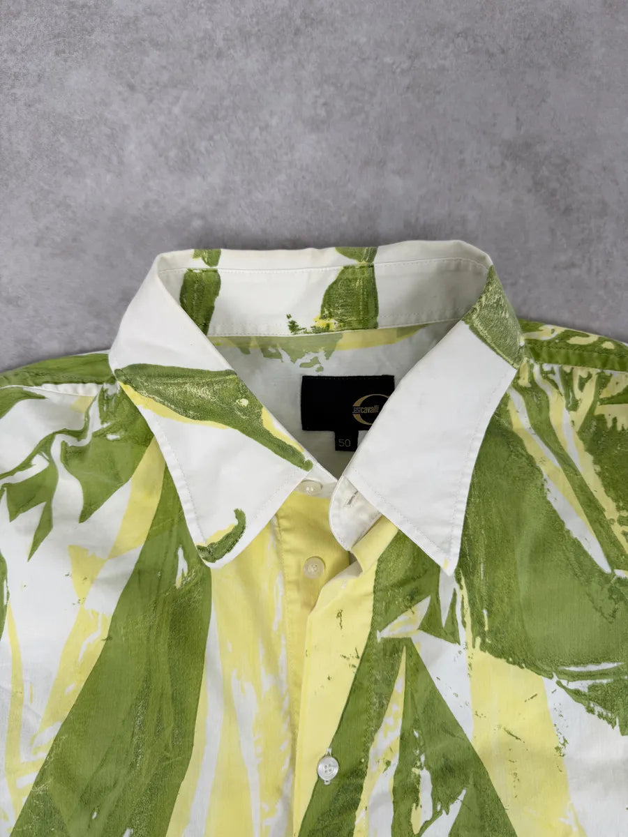 2000s Cavalli Overprint Green White Shirt dQpwZvt 9