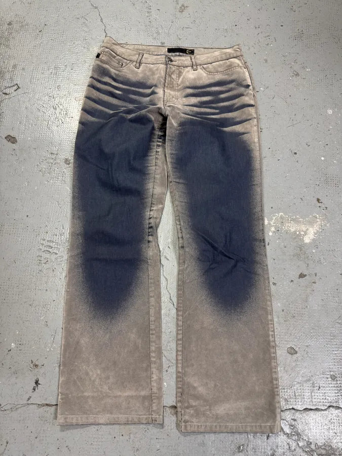 2000s Cavalli Overprint Veltvet Grey Pants (S) cWoJIRM 0