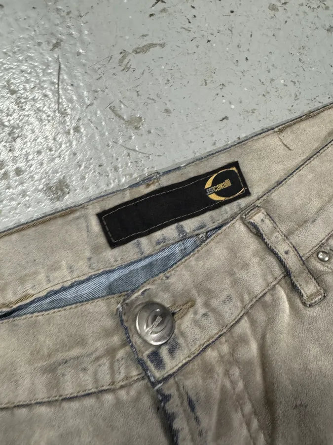 2000s Cavalli Overprint Veltvet Grey Pants (S) cWoJIRM 1