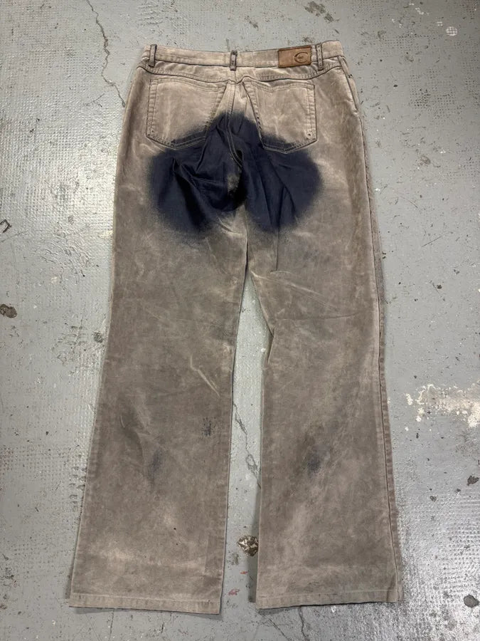 2000s Cavalli Overprint Veltvet Grey Pants (S) cWoJIRM 3