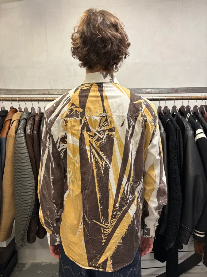 2000s Cavalli Overprint Yellow Brown White Shirt apbvCPp 3