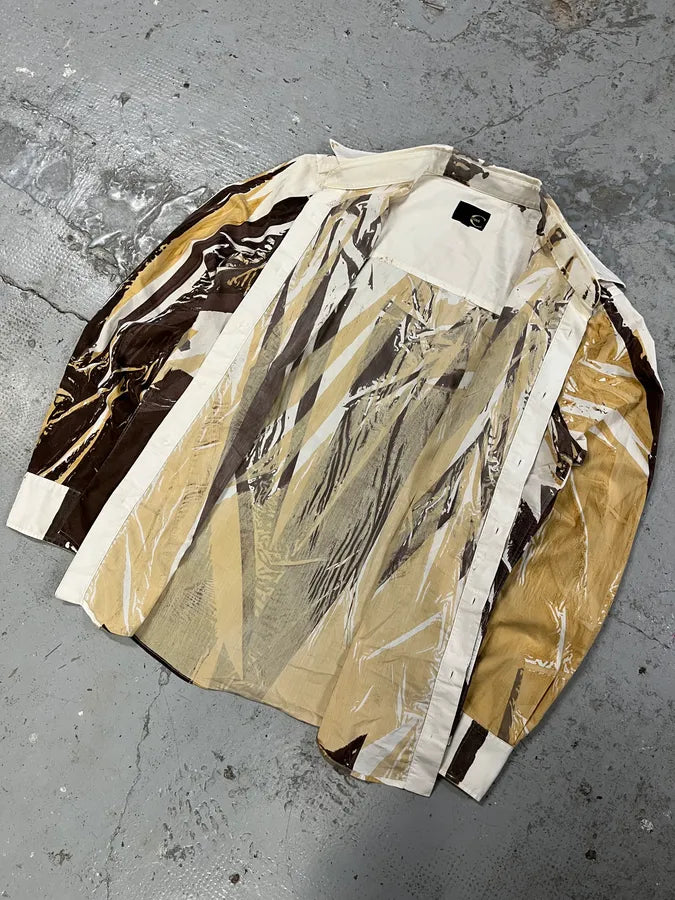 2000s Cavalli Overprint Yellow Brown White Shirt apbvCPp 6