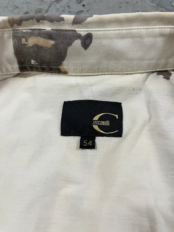 2000s Cavalli Overprint Yellow Brown White Shirt apbvCPp 8