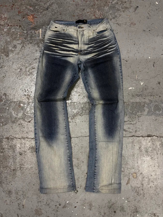 SS2004 Cavalli Overprint Navy Denim Jeans aDbVpLd 3