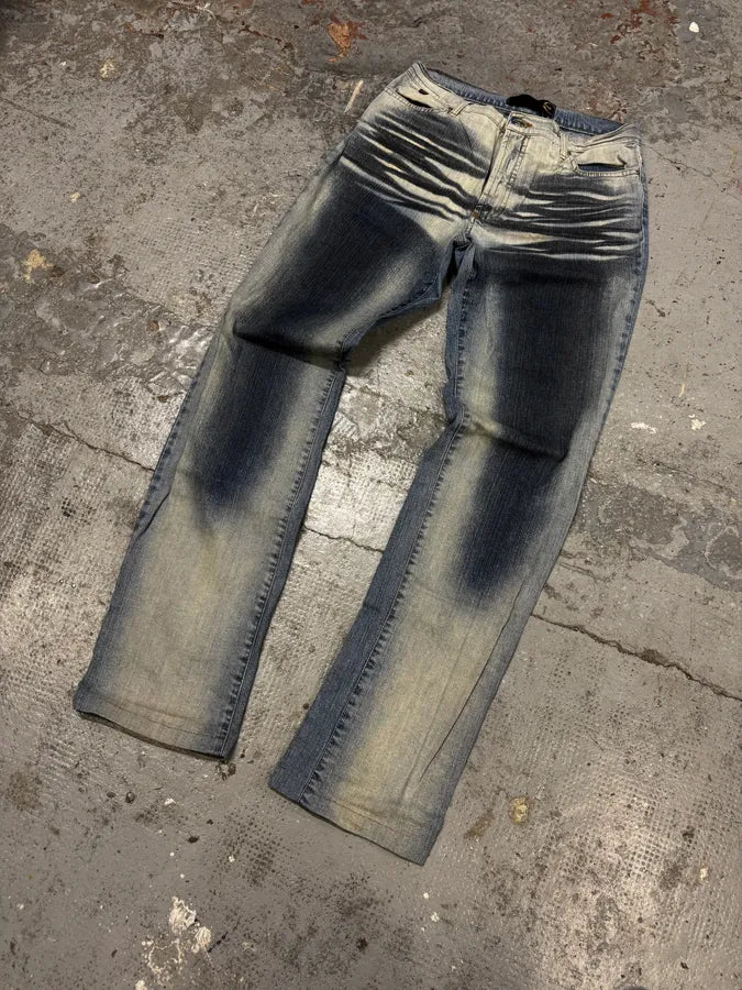 SS2004 Cavalli Overprint Navy Denim Jeans aDbVpLd 5