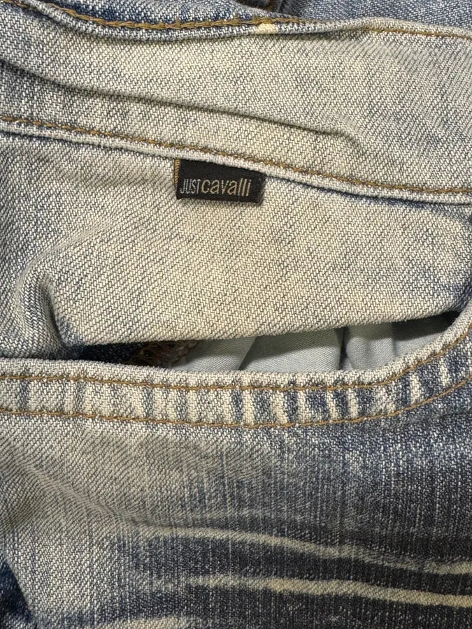 SS2004 Cavalli Overprint Navy Denim Jeans aDbVpLd 9