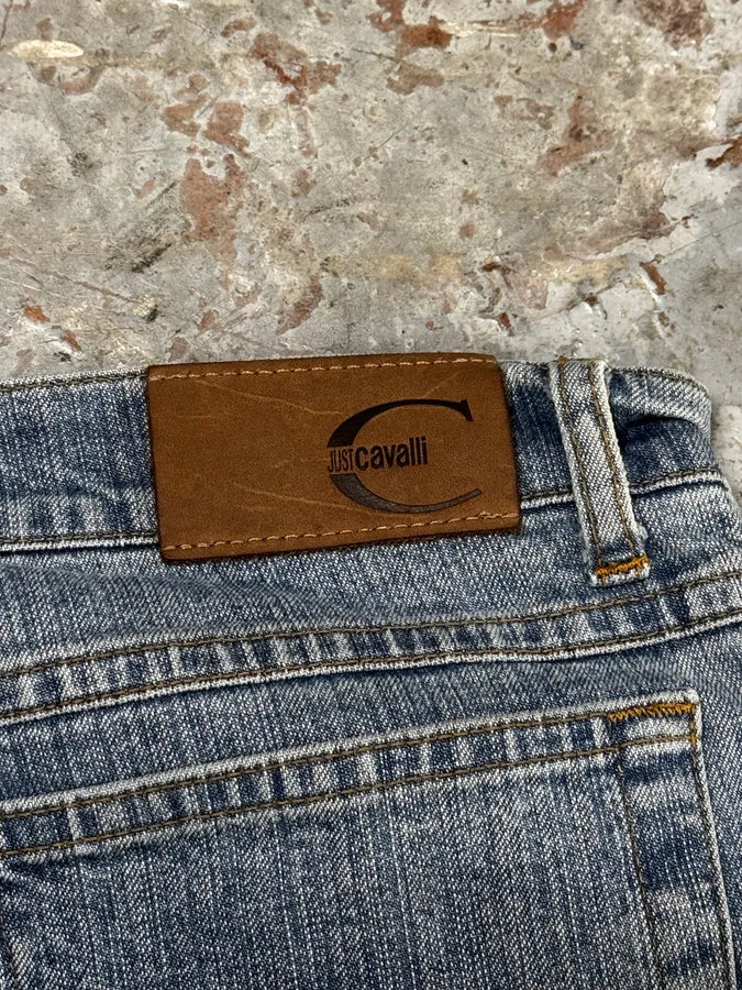 SS2004 Cavalli Overprint Navy Denim Jeans aDbVpLd 7