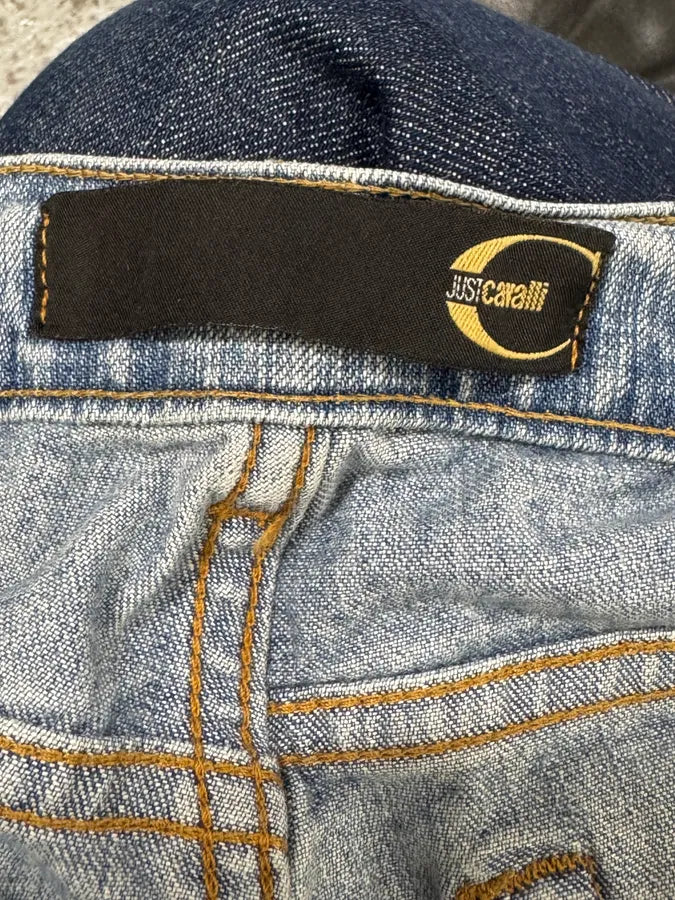 SS2004 Cavalli Overprint Navy Denim Jeans aDbVpLd 8