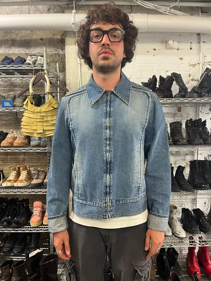 2000s Cavalli Padded Blue Denim Jacket FwOTNEb 1