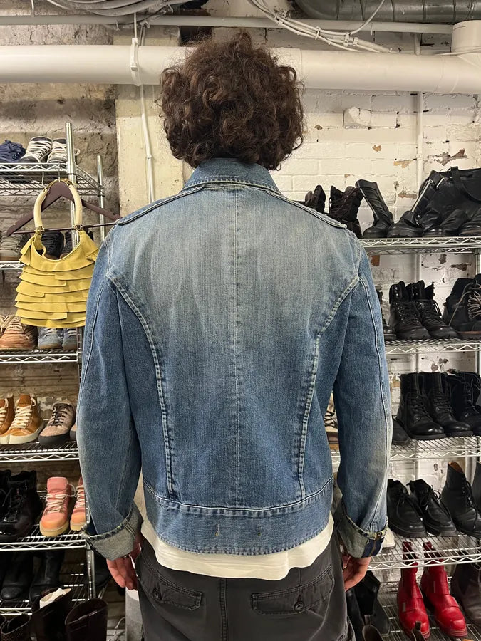 2000s Cavalli Padded Blue Denim Jacket FwOTNEb 2