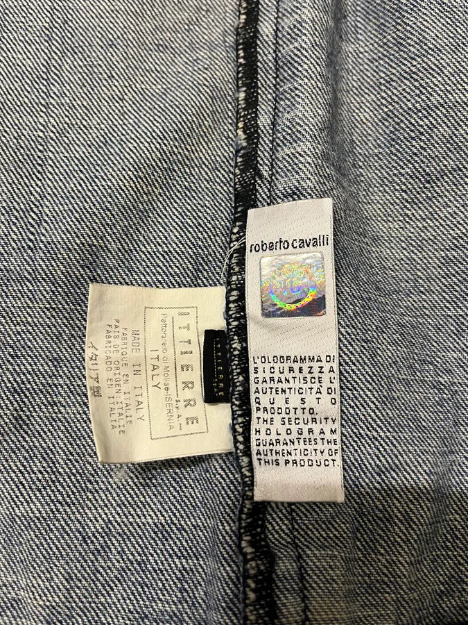 2000s Cavalli Padded Blue Denim Jacket FwOTNEb 8