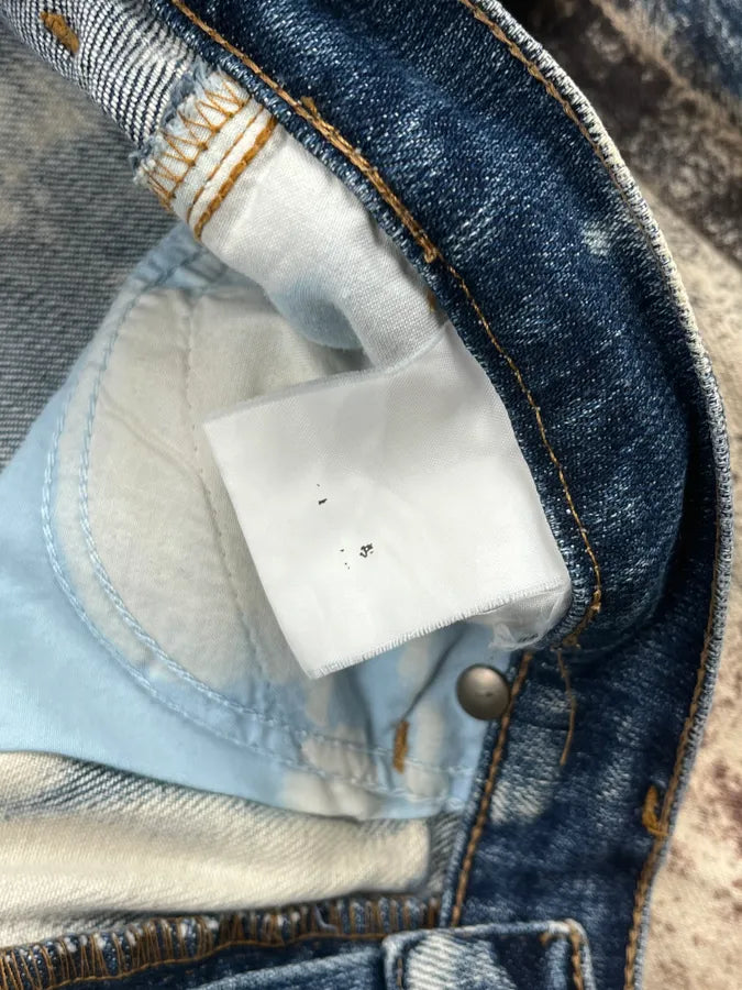 2000s Cavalli World Eroded Bleached Denim Jeans aTPcLiT 8