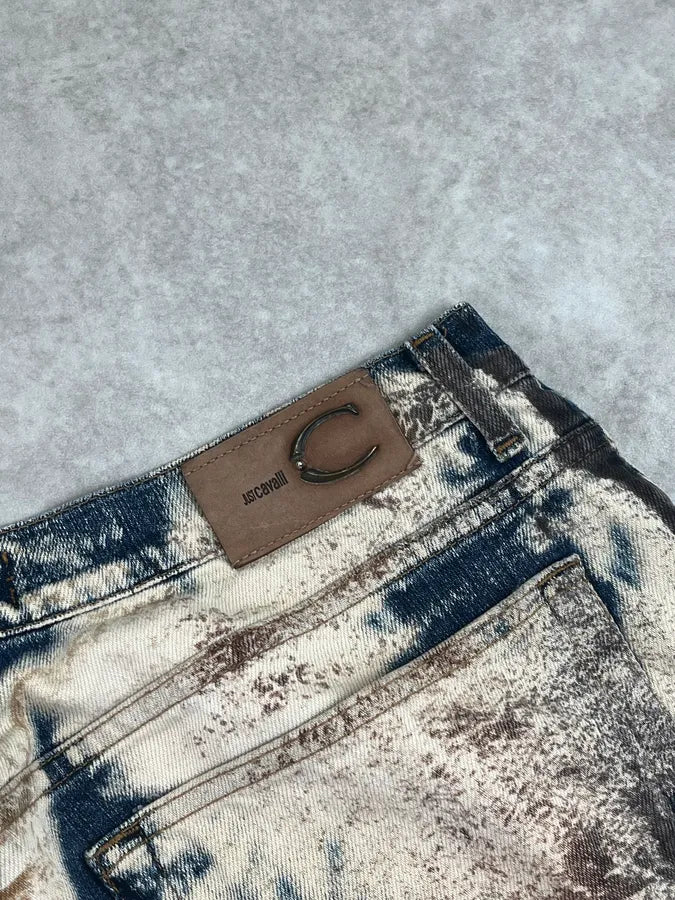 2000s Cavalli World Eroded Bleached Denim Jeans aTPcLiT 7