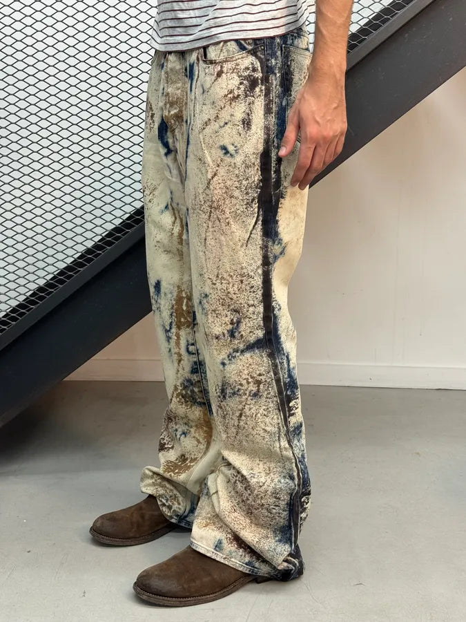 2000s Cavalli World Eroded Bleached Denim Jeans aTPcLiT 2