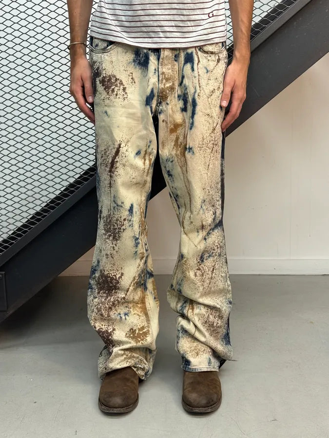 2000s Cavalli World Eroded Bleached Denim Jeans aTPcLiT 1
