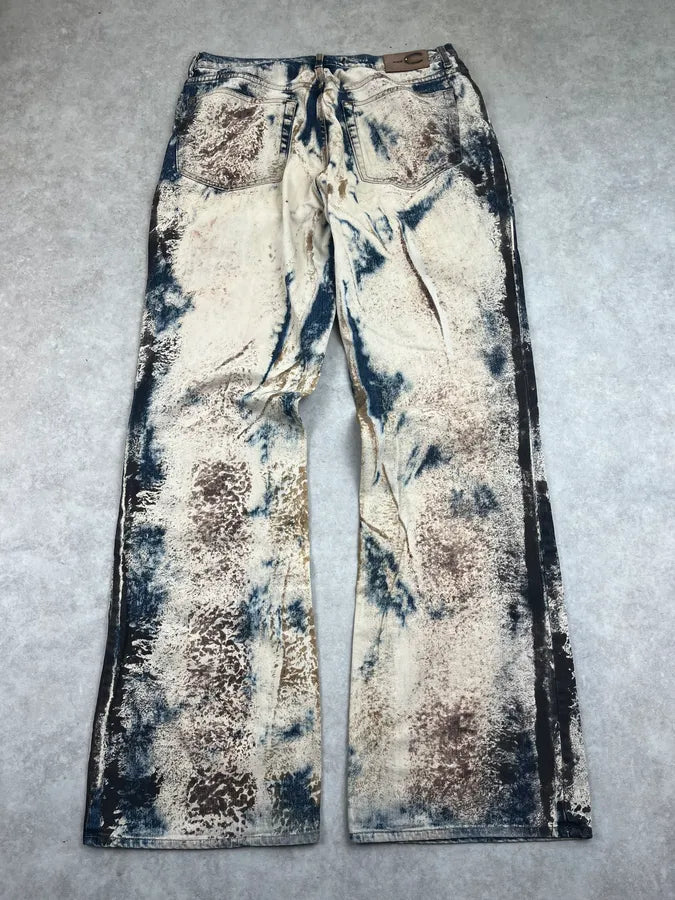 2000s Cavalli World Eroded Bleached Denim Jeans aTPcLiT 5