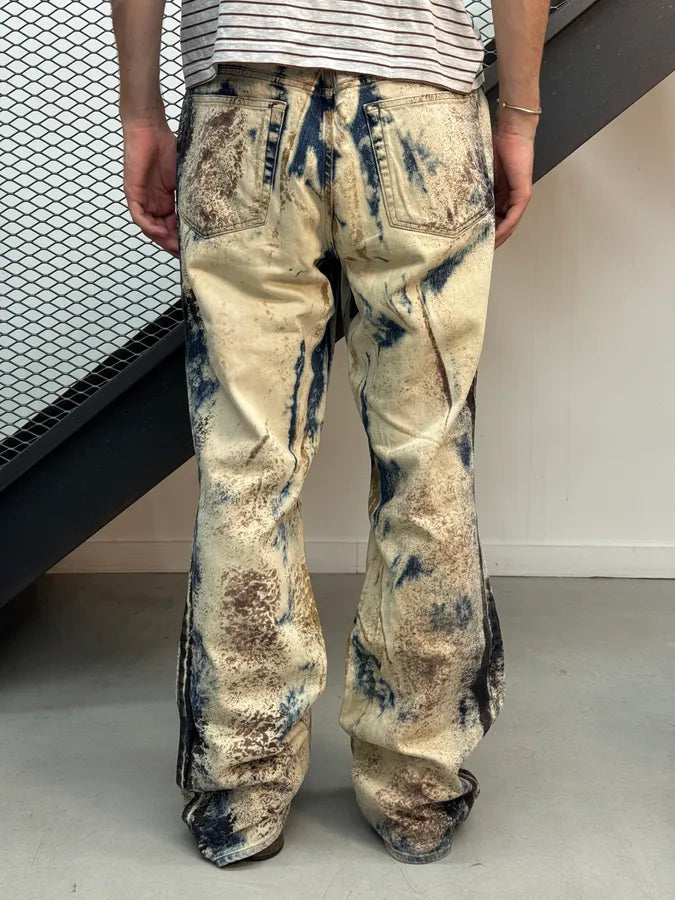 2000s Cavalli World Eroded Bleached Denim Jeans aTPcLiT 3