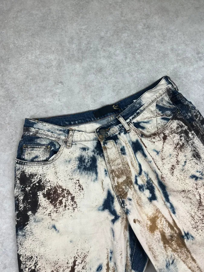 2000s Cavalli World Eroded Bleached Denim Jeans aTPcLiT 4