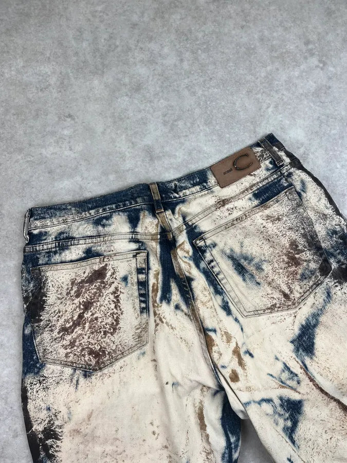 2000s Cavalli World Eroded Bleached Denim Jeans aTPcLiT 6