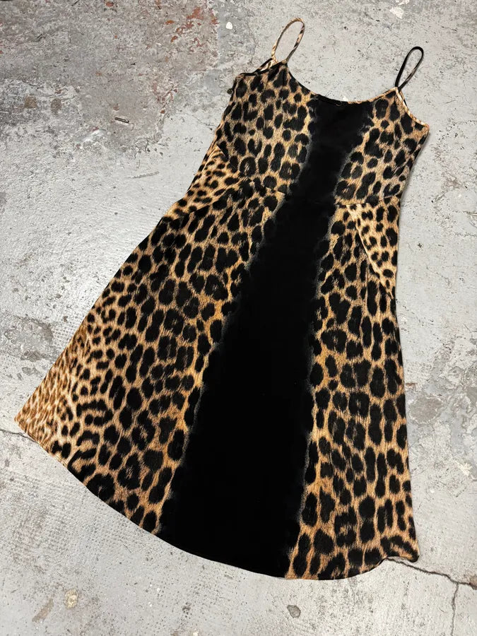 2000s Cavalli Panther Leopard Black Dress RdSPYvp 5