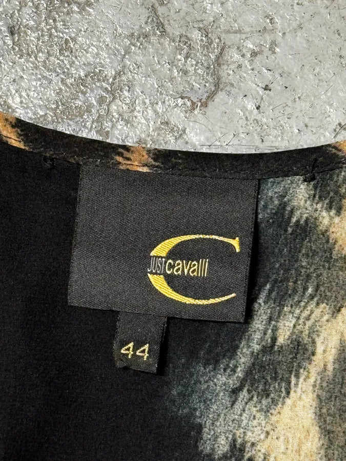 2000s Cavalli Panther Leopard Black Dress RdSPYvp 6