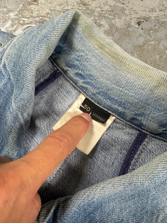 2000s Cavalli Patchwork Trompe L’Oeil Blue Denim Jacket NxWfqZS 6