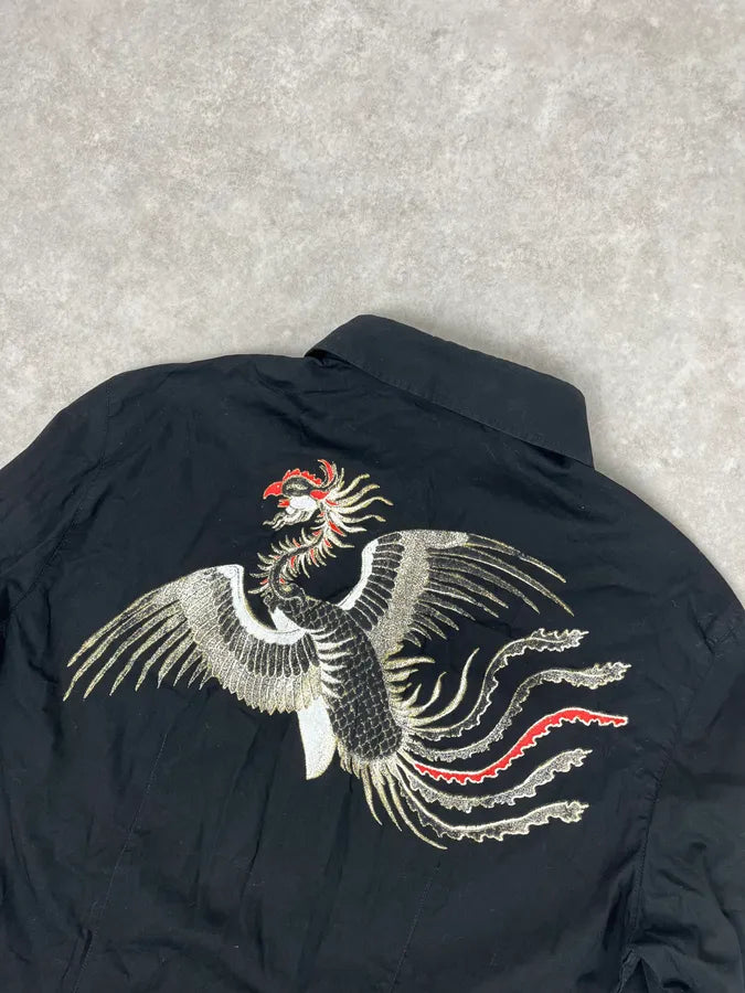 2000s Cavalli Peacock Black Shirt MVMZtHx 6