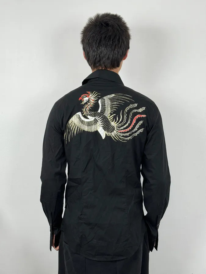 2000s Cavalli Peacock Black Shirt MVMZtHx 2