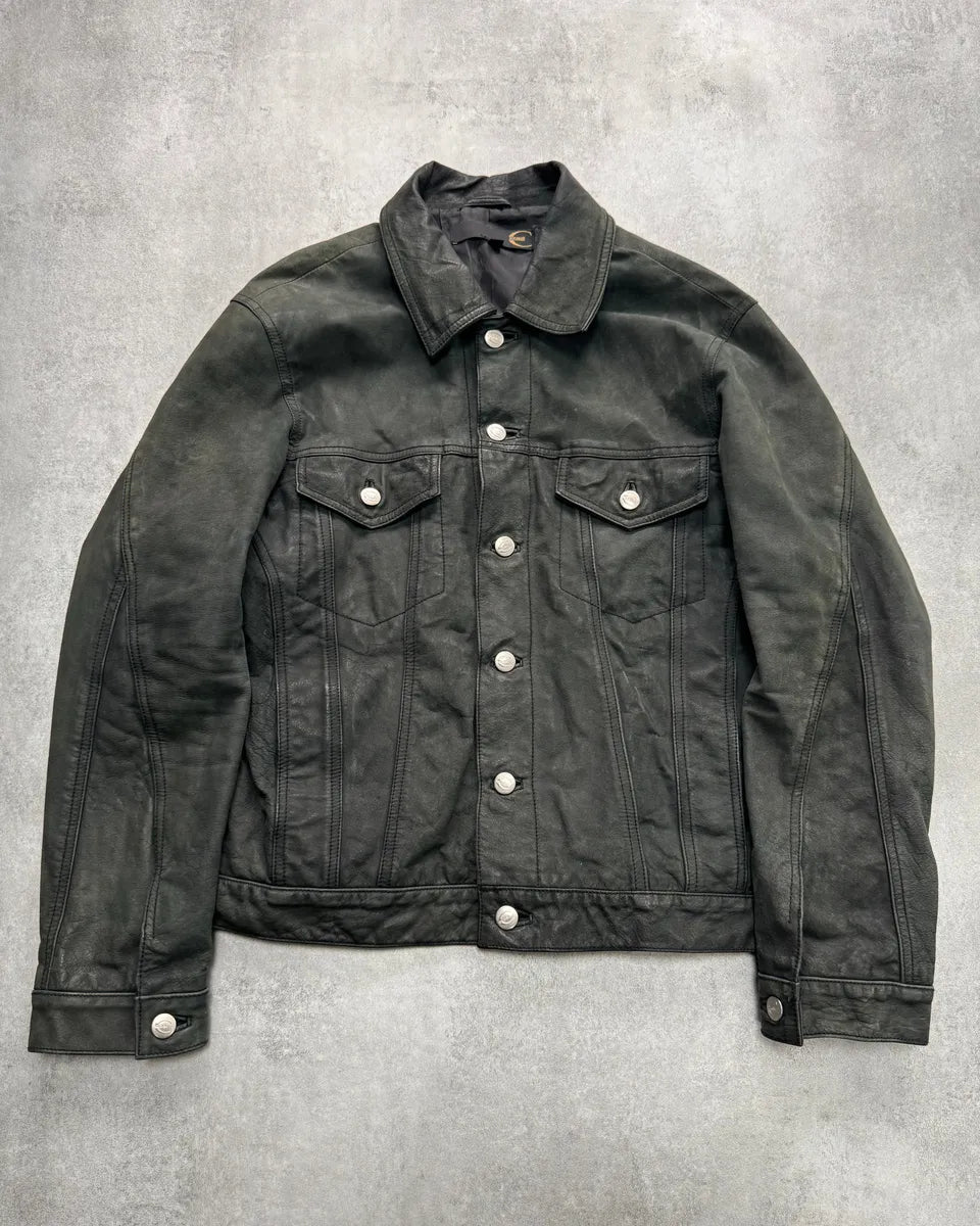 2000s Cavalli Perfect Obscur Brut Leather Jacket iDnelVX 0