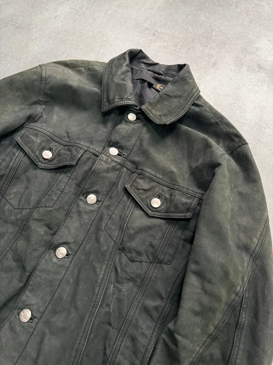 2000s Cavalli Perfect Obscur Brut Leather Jacket iDnelVX 1