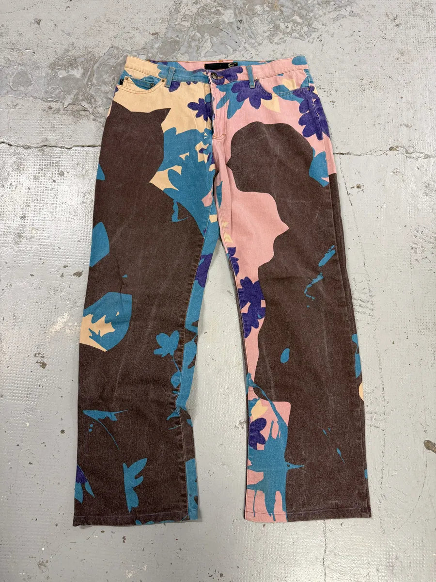 2000s Cavalli Pink & Blue Abstract Human Pants KgyOMHr 0
