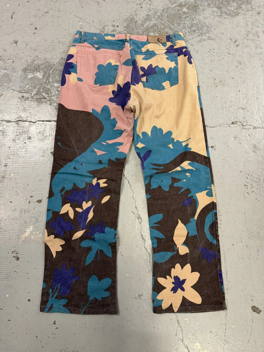 2000s Cavalli Pink & Blue Abstract Human Pants KgyOMHr 1
