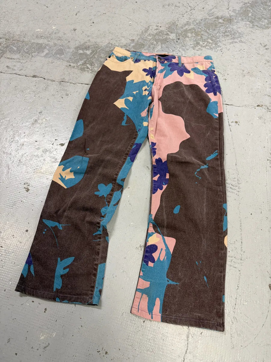 2000s Cavalli Pink & Blue Abstract Human Pants KgyOMHr 3