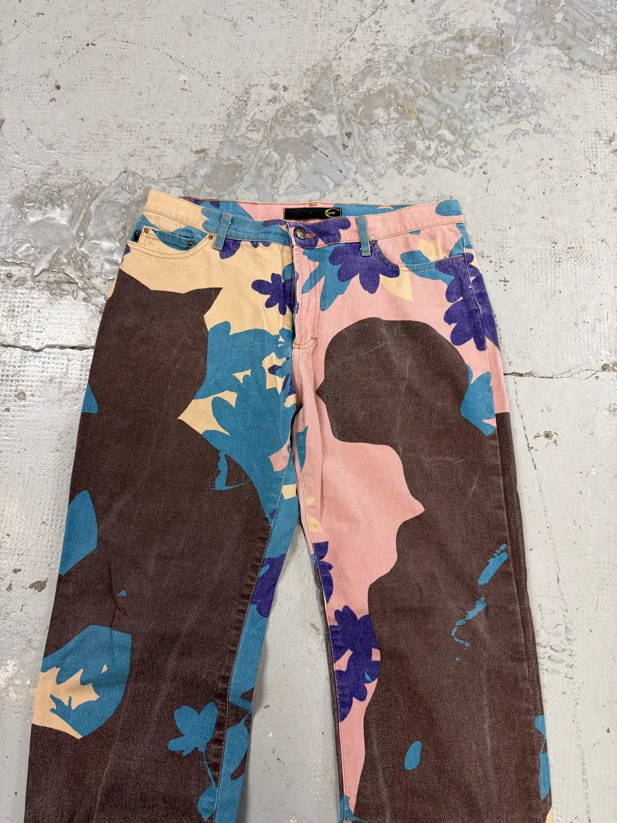2000s Cavalli Pink & Blue Abstract Human Pants KgyOMHr 4