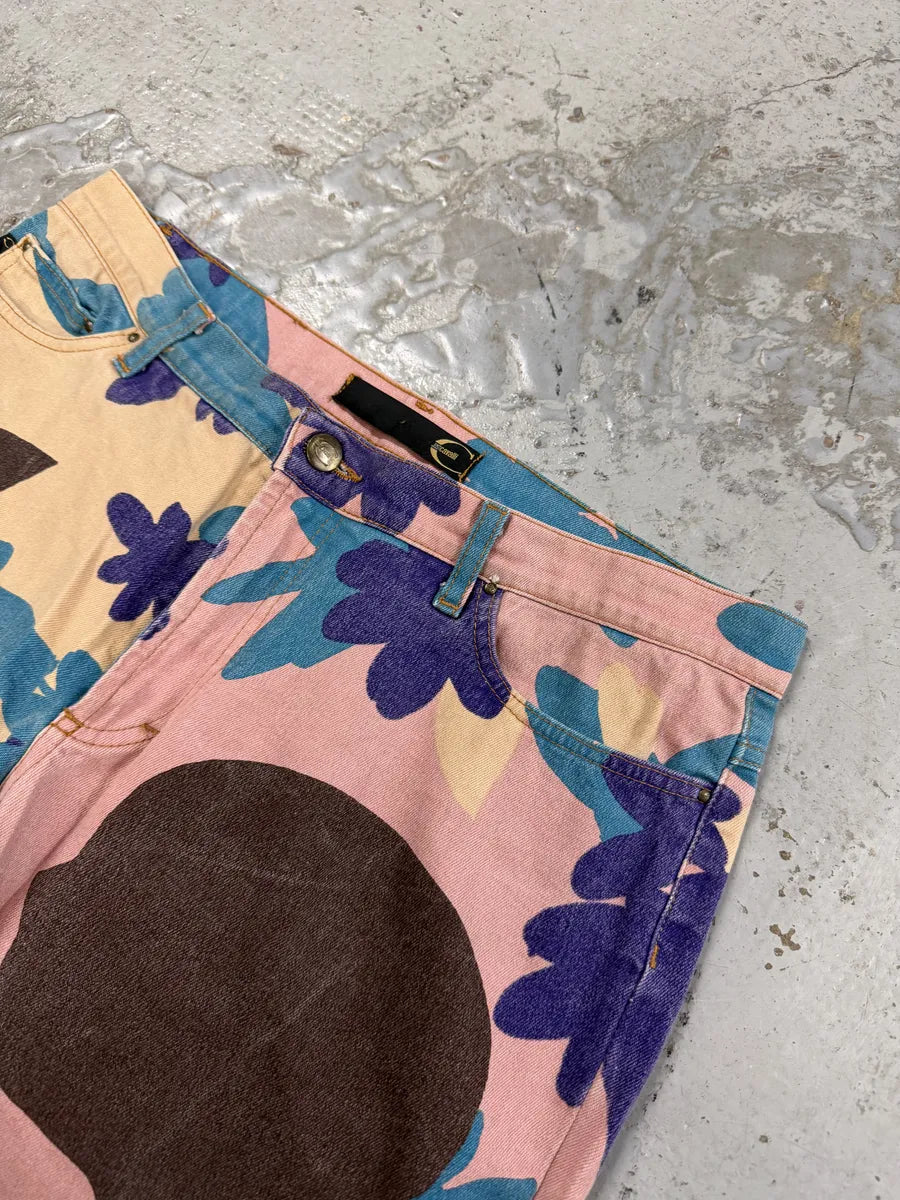 2000s Cavalli Pink & Blue Abstract Human Pants KgyOMHr 5