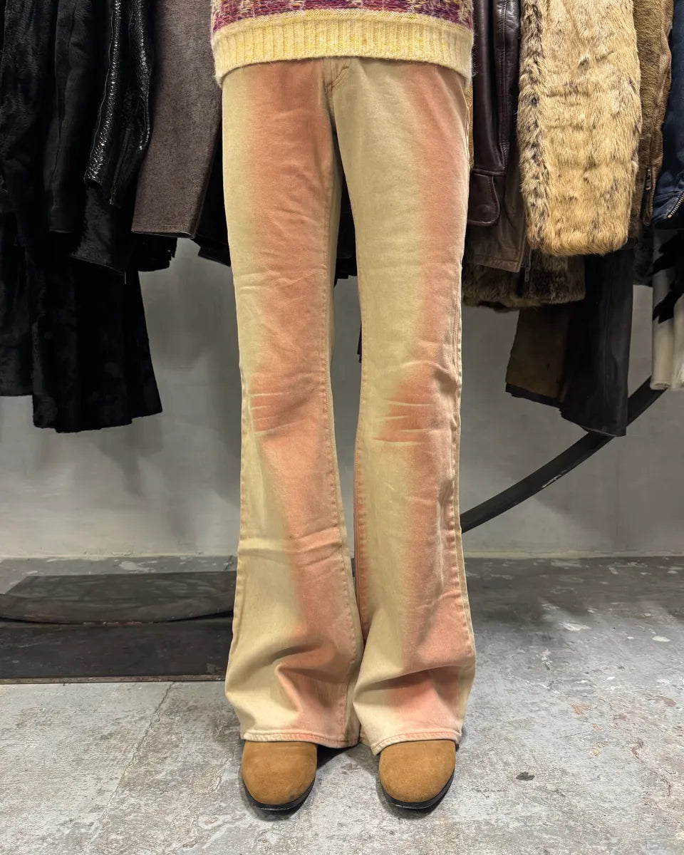 2000s Cavalli Pink & White Overprint Bootcut Pants (S/M) UrhkdhO 0