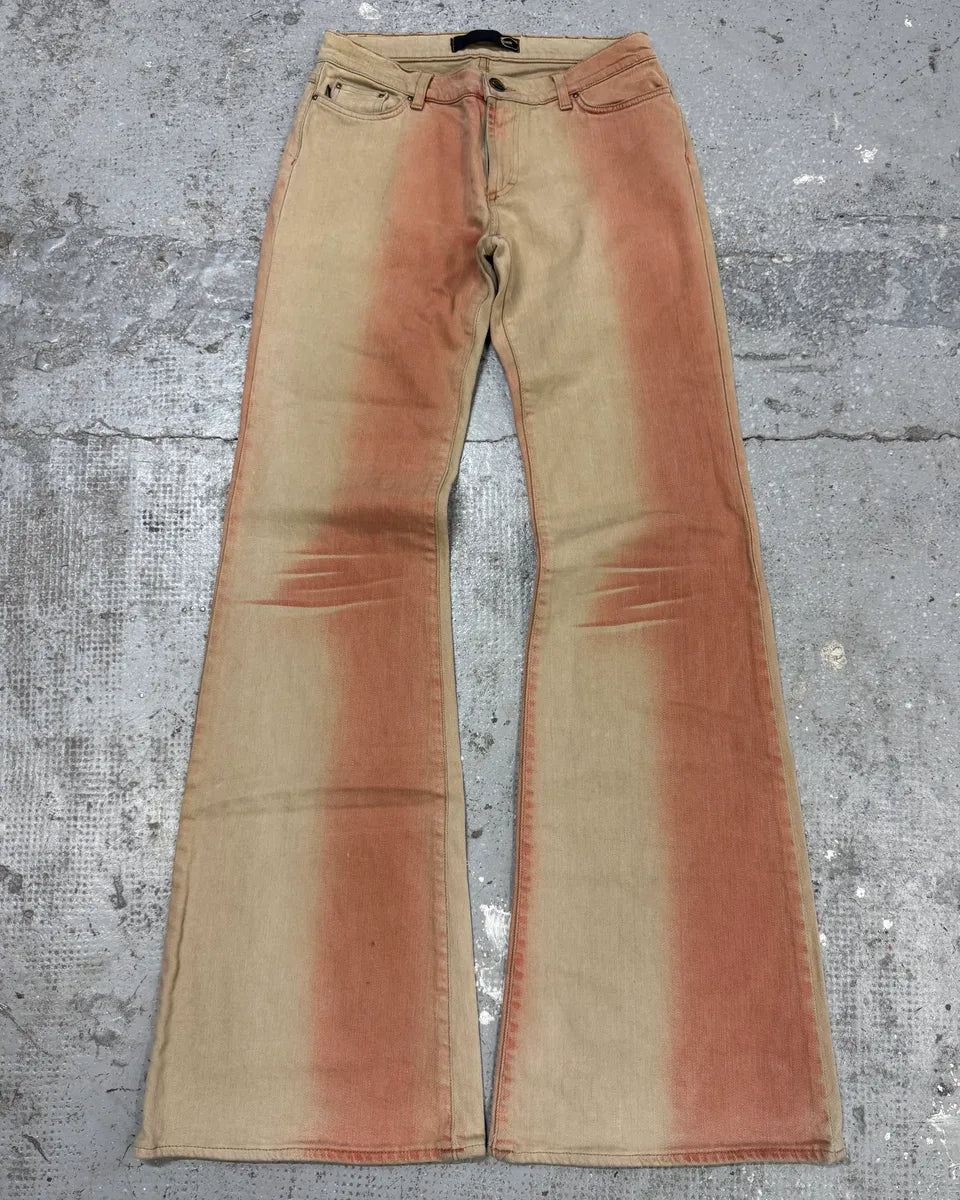 2000s Cavalli Pink & White Overprint Bootcut Pants (S/M) UrhkdhO 1