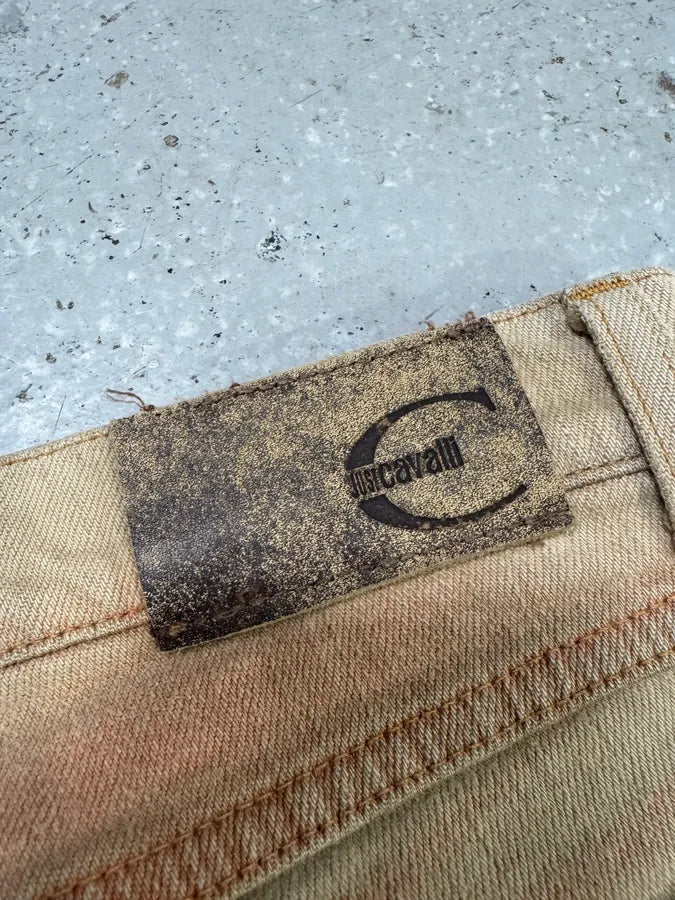 2000s Cavalli Pink & White Overprint Bootcut Pants (S/M) UrhkdhO 13