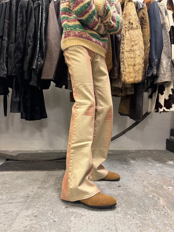 2000s Cavalli Pink & White Overprint Bootcut Pants (S/M) UrhkdhO 4