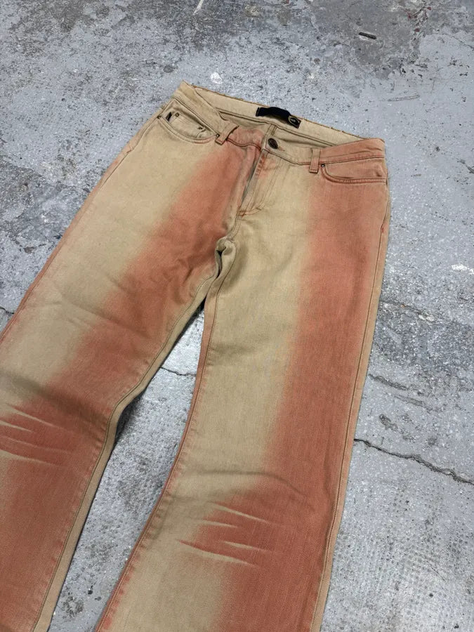 2000s Cavalli Pink & White Overprint Bootcut Pants (S/M) UrhkdhO 5