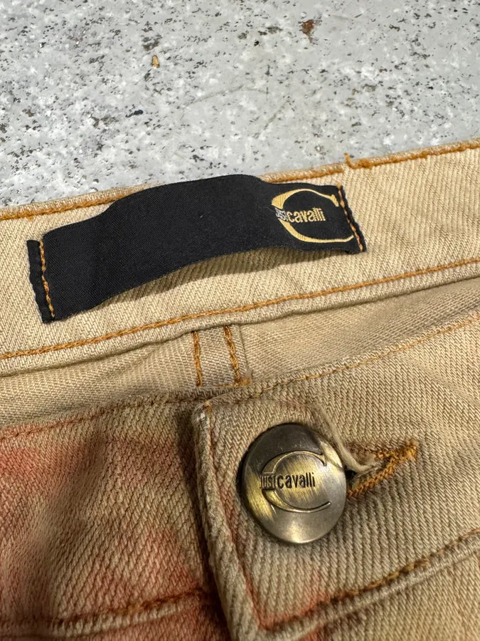 2000s Cavalli Pink & White Overprint Bootcut Pants (S/M) UrhkdhO 9