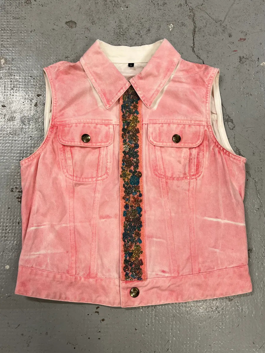 2000s Cavalli Pink Embellished Vest Jacket NAnPvzd 0