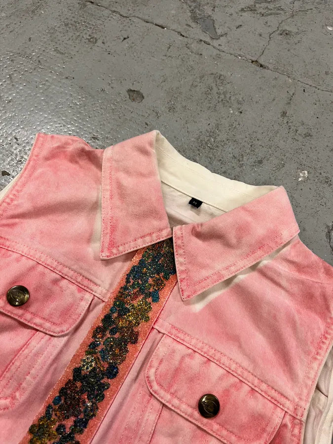 2000s Cavalli Pink Embellished Vest Jacket NAnPvzd 1